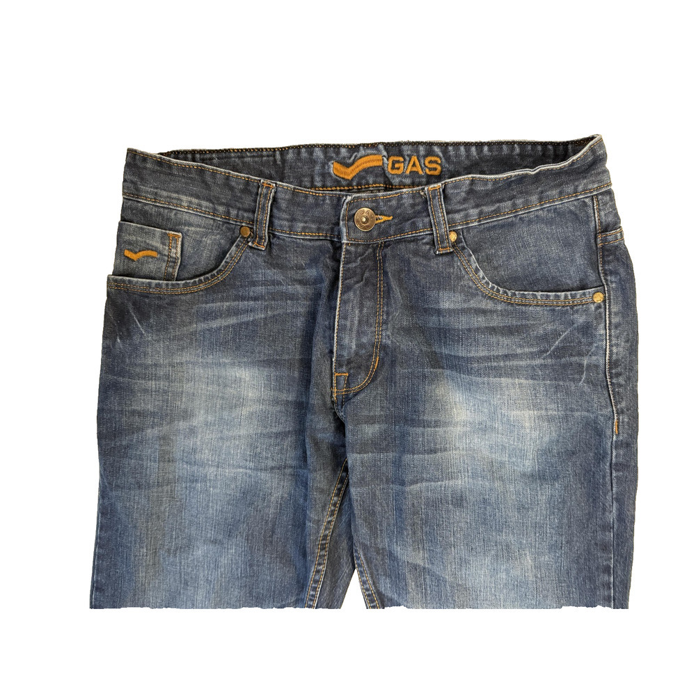 Gas Distressed‎ Jeans Mens 36x34 Blue Denim Straight Leg Faded Pocket Hit Y2K - Picture 3 of 8